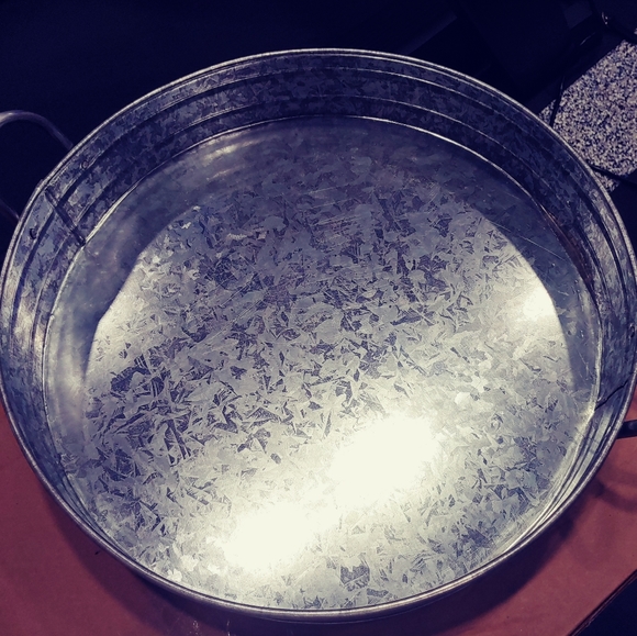 Can't delete- Sold. Galvanized Metal Round Tray - Picture 2 of 7